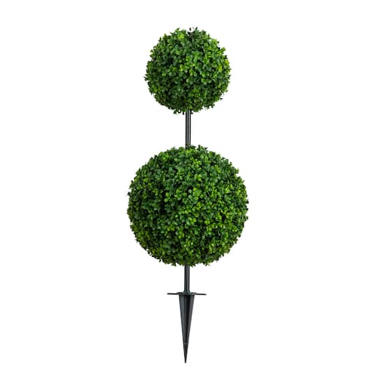 3ft. UV Resistant Artificial Boxwood Topiary with Integrated Ground Stake (Indoor/Outdoor)